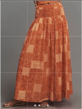 ANTHROPOLOGIE Hutch smocked full maxi skirt